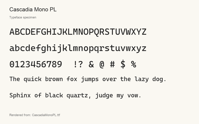 Typeface specimen rendered from the distributed font