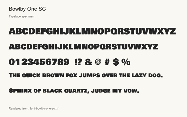 Typeface specimen rendered from the distributed font
