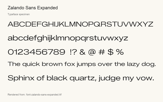 Typeface specimen rendered from the distributed font