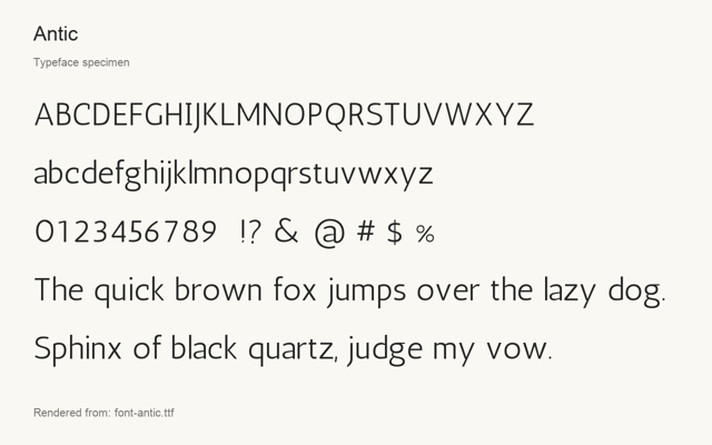 Typeface specimen rendered from the distributed font