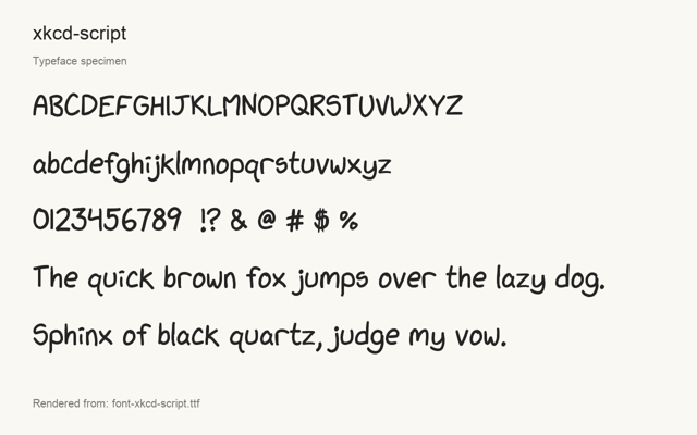 Typeface specimen rendered from the distributed font