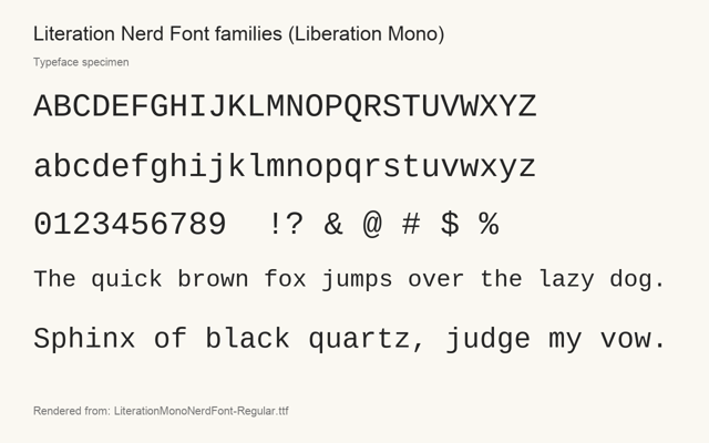 Typeface specimen rendered from the distributed font