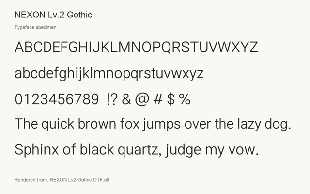 Typeface specimen rendered from the distributed font