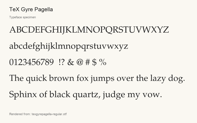 Typeface specimen rendered from the distributed font