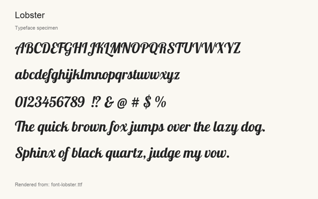 Typeface specimen rendered from the distributed font