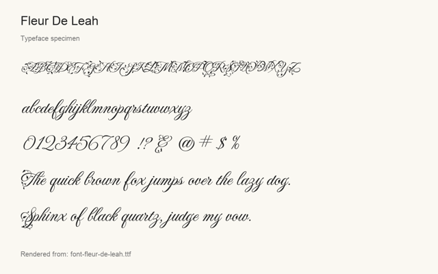 Typeface specimen rendered from the distributed font