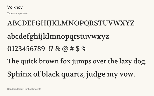 Typeface specimen rendered from the distributed font