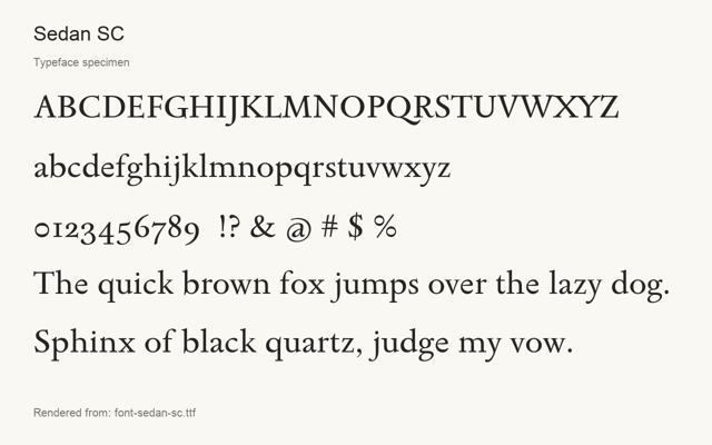 Typeface specimen rendered from the distributed font