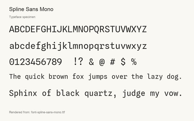 Typeface specimen rendered from the distributed font