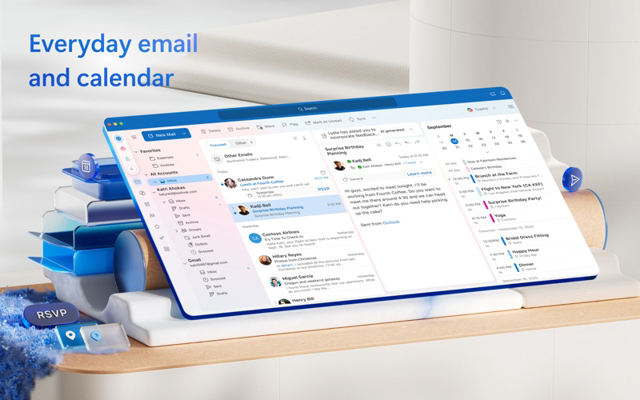 Official Mac App Store promotional image showing Outlook email and calendar; not an exact installer-build capture.