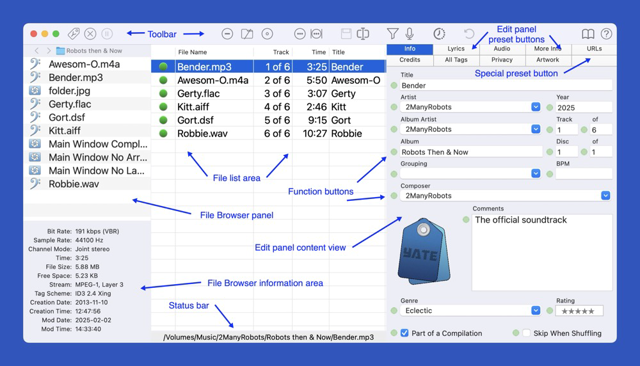 Yate main window — official help example