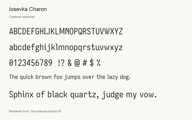 Typeface specimen rendered from the distributed font