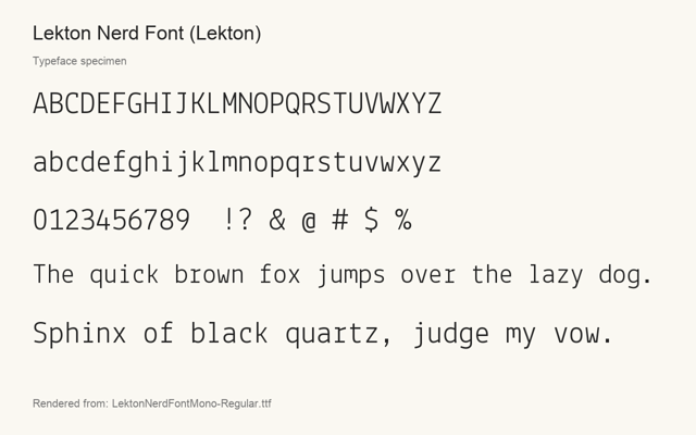 Typeface specimen rendered from the distributed font
