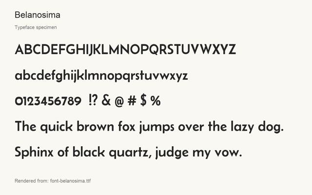 Typeface specimen rendered from the distributed font