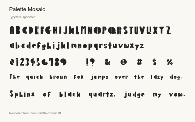 Typeface specimen rendered from the distributed font