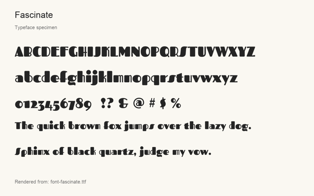 Typeface specimen rendered from the distributed font
