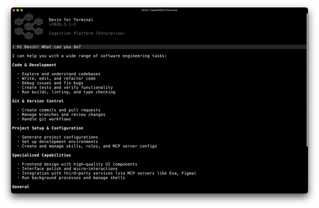官方历史 Mac 终端概览，显示的是 Devin for Terminal v2026.5.1-1，而非当前版本 3000.11.3。