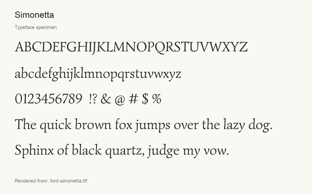 Typeface specimen rendered from the distributed font