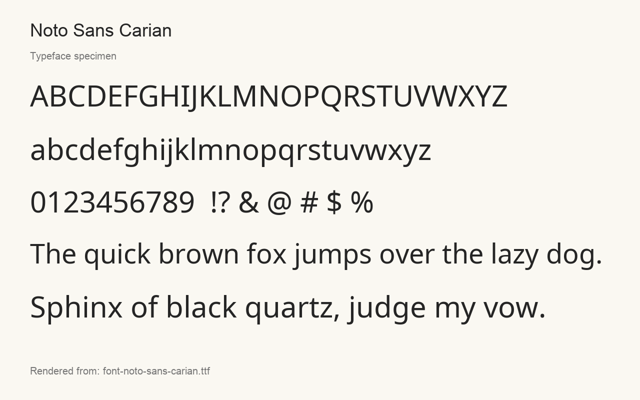 Typeface specimen rendered from the distributed font