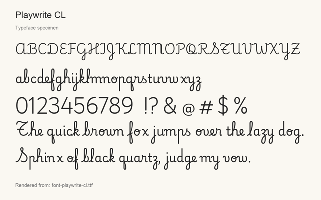 Typeface specimen rendered from the distributed font