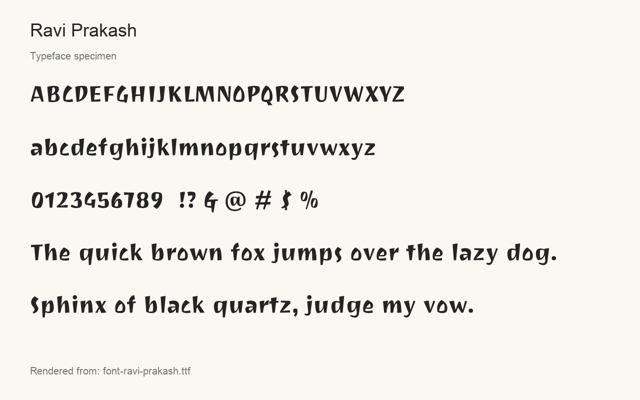 Typeface specimen rendered from the distributed font