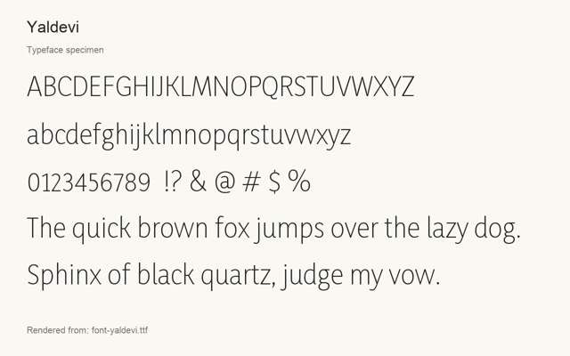 Typeface specimen rendered from the distributed font