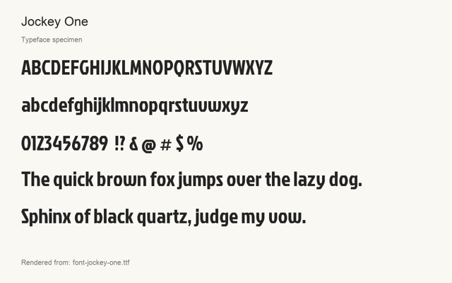 Typeface specimen rendered from the distributed font