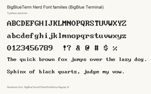 Typeface specimen rendered from the distributed font