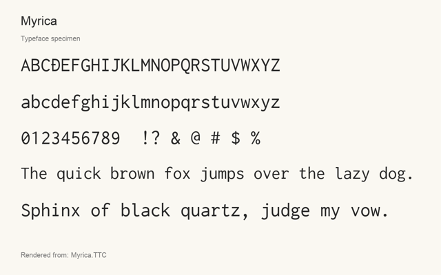 Typeface specimen rendered from the distributed font