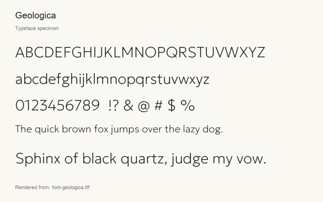 Typeface specimen rendered from the distributed font
