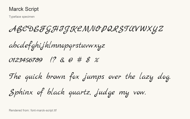 Typeface specimen rendered from the distributed font