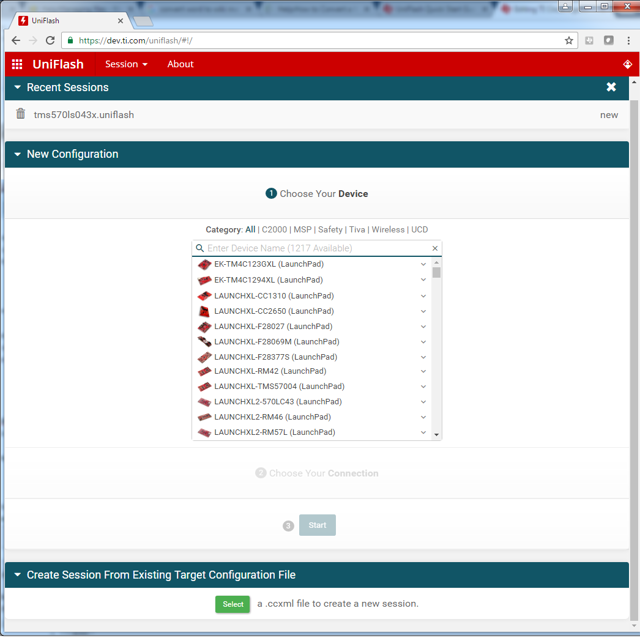 Imagem do guia oficial: seleção de dispositivos na antiga interface web.
