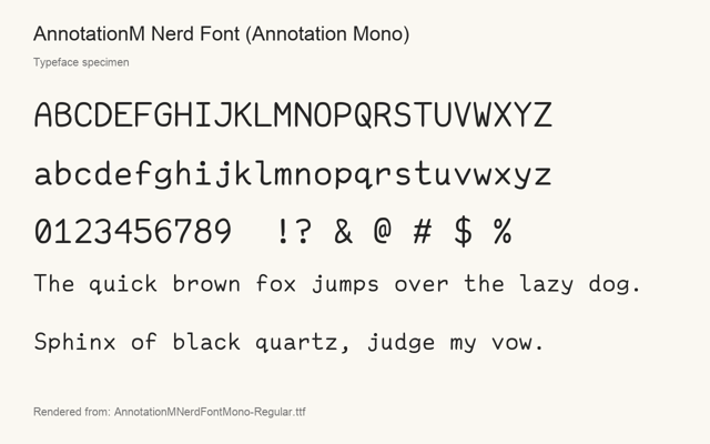 Typeface specimen rendered from the distributed font