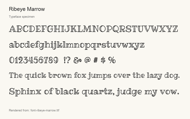 Typeface specimen rendered from the distributed font