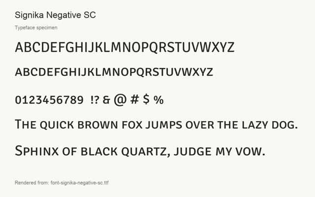 Typeface specimen rendered from the distributed font