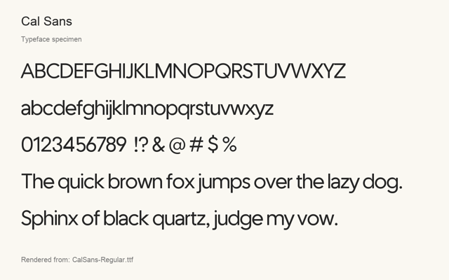 Typeface specimen rendered from the distributed font