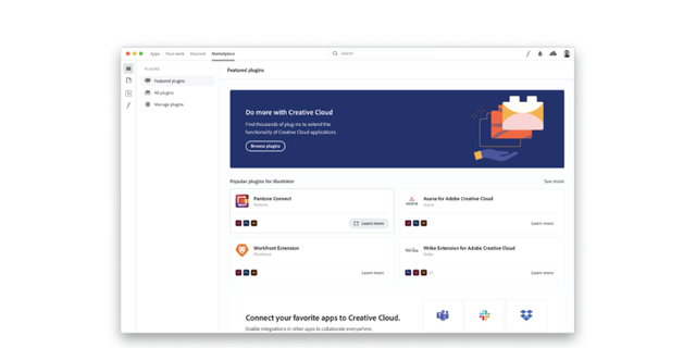 Official 2020 Creative Cloud desktop Marketplace example; historical interface, not a current 6.10 build capture.