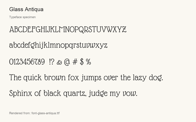 Typeface specimen rendered from the distributed font