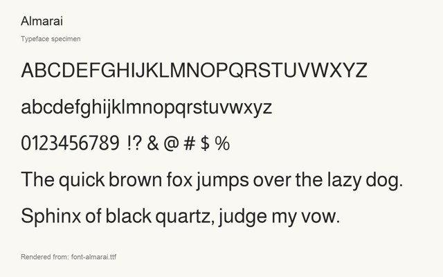Typeface specimen rendered from the distributed font