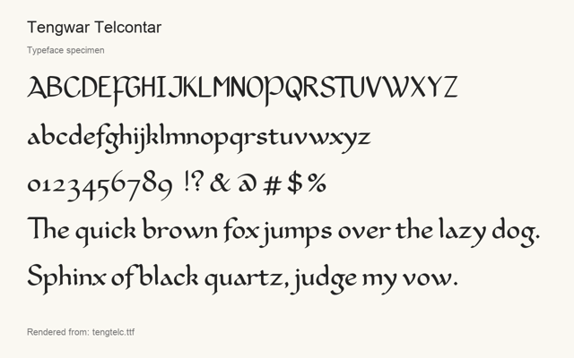 Typeface specimen rendered from the distributed font