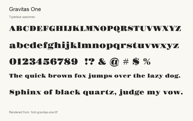 Typeface specimen rendered from the distributed font