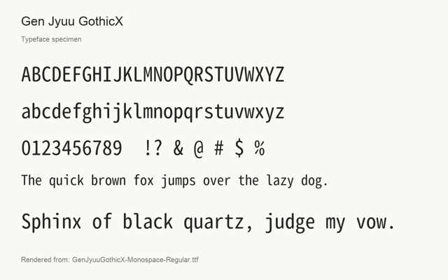 Typeface specimen rendered from the distributed font