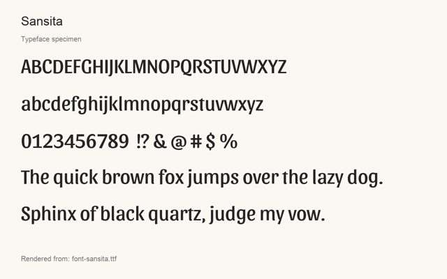 Typeface specimen rendered from the distributed font