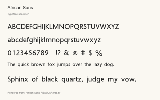 Typeface specimen rendered from the distributed font