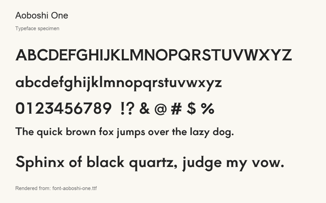 Typeface specimen rendered from the distributed font