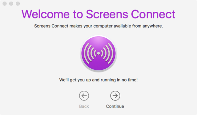 Screens Connect para Mac — tela de boas-vindas do guia oficial de instalação