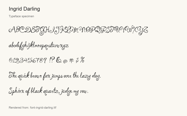 Typeface specimen rendered from the distributed font