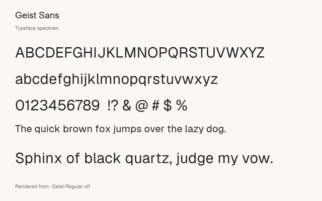 Typeface specimen rendered from the distributed font
