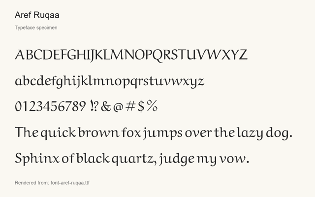 Typeface specimen rendered from the distributed font
