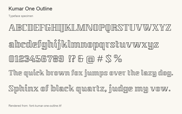 Typeface specimen rendered from the distributed font